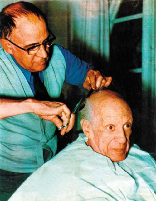 Twenty-six years of haircuts: Arias gives Picasso a trim, 1960