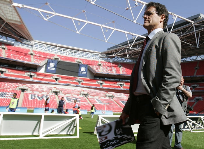 England manager Fabio Capello at Wembley Stadium to launch a 4-year Strategic Vision of English football