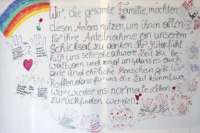 A poster made by the family of Josef Fritzl who kept his daughter prisoner for 24 years, on display in their home town