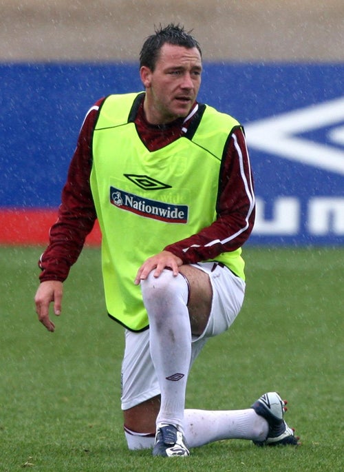 Terry trains with the England squad during preparations for tonight's friendly against the US at Wembley