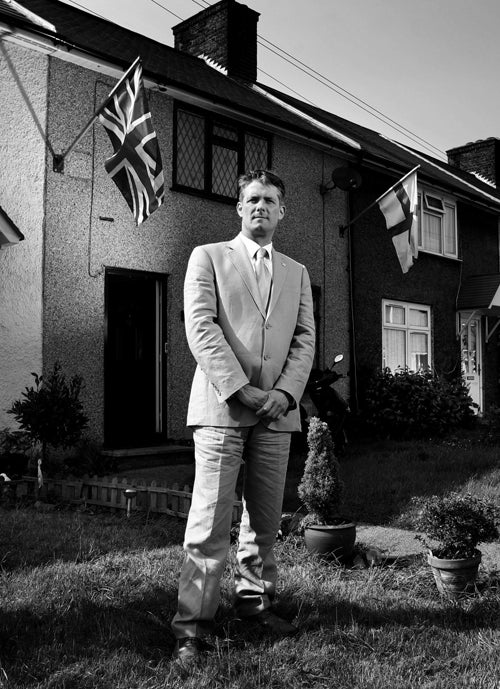 The BNP's London Assembly member Richard Barnbrook outside his Dagenham home