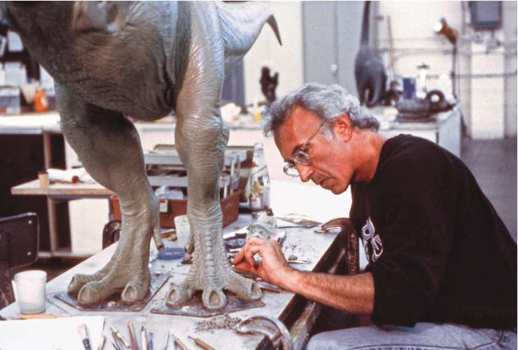Winston at work on an animatronic dinosaur