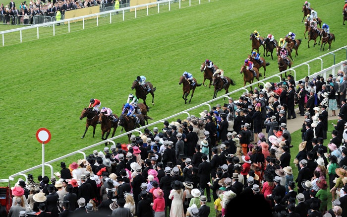 Mr Aviator (centre) quickens near the finish to land the Royal Hunt Cup at Royal Ascot yesterday