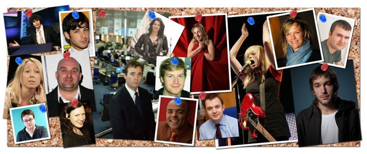 Clockwise from top left: Simon Amstell (Nevermind the Buzzcocks), Mark Ronson, Will Lewis (Telegraph), Joanna Shields (Bebo), Sam Taylor-Wood, The Ting Tings, Elisabeth Murdoch (Shine), Nick Denton (Gawker Media), Juan Cabral (Fallon), Andy Coulson (Conse