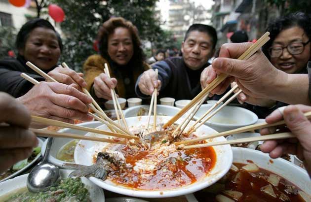 Chinese shop eating food