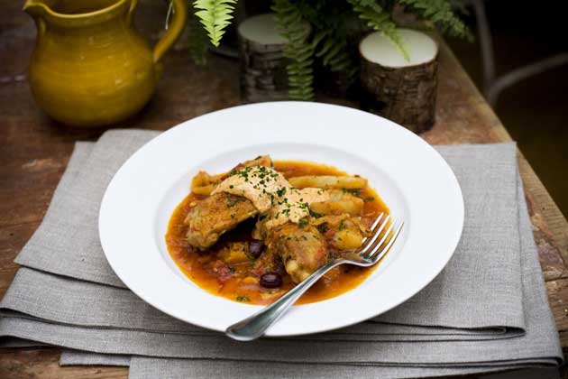 Serve in soup dishes with a dollop of rouille on the top