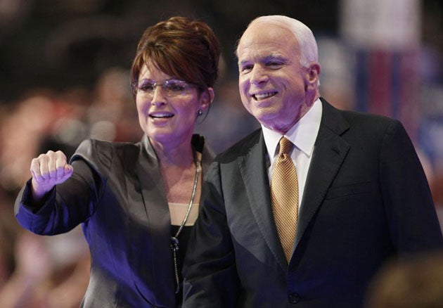 Sarah Palin and the late John McCain during the 2008 presidential campaign