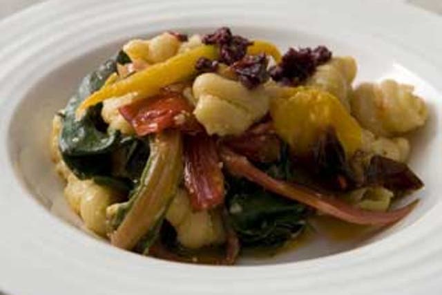 Add the pasta to the cooked vegetables and toss through