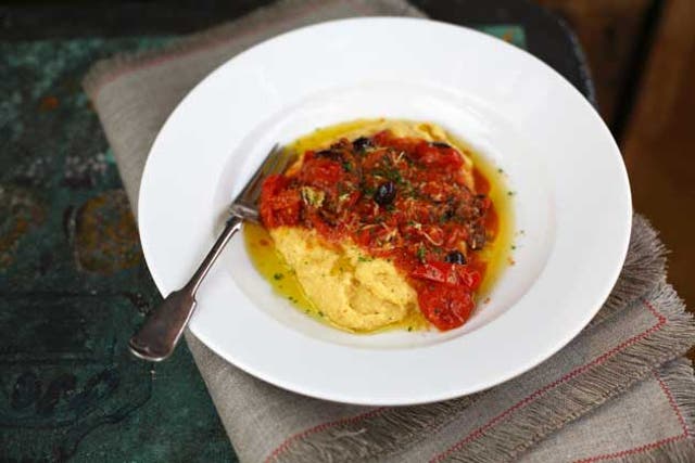Polenta works beautifully with the sweet flavour of roasted tomatoes