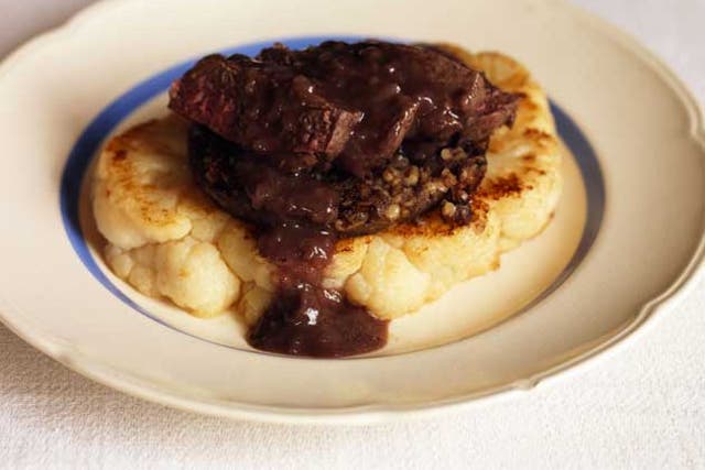 Place the haggis and venison on top of the cauliflower and pour the sauce around