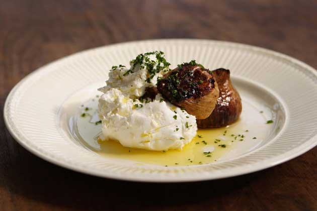 Serve with young goat's curd and grilled bread doused in olive oil