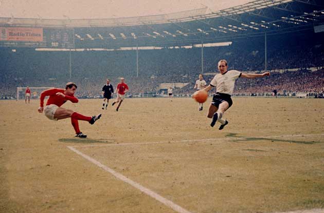 Geoff Hurst pictured in the 1966 World Cup final