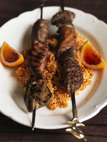 This interesting kebab combines perfectly with the red spiced bulgar that all the restaurants serve