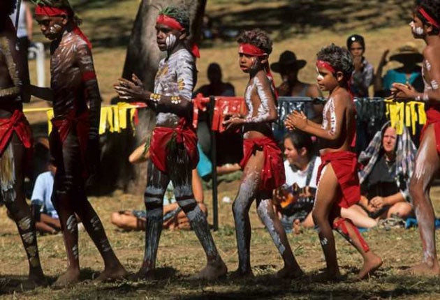 Australia's Aborigines participating in a traditional ceremony in Cape York