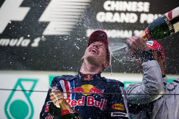Sebastian Vettel pictured after his win in China earlier this season