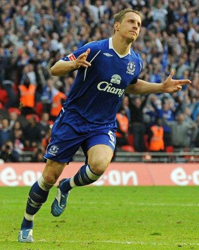 Everton's Phil Jagielka suffered his knee injury towards the end of last season