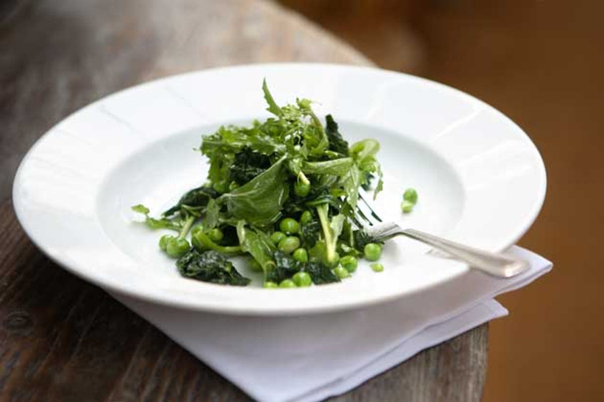 Salad of cooked spinach and peas with rocket | The Independent | The ...