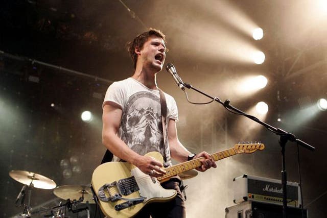 Lead singer of  the White Lies Harry  McVeigh performs at Radio 1's Big Weekend in Swindon