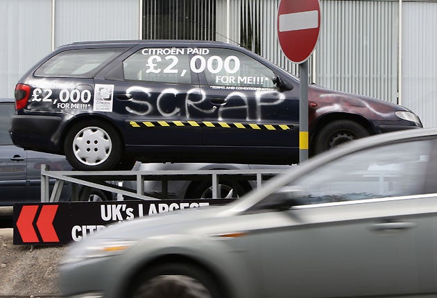 The SMMT said the July rise in sales was due to the Government's &quot;cash for bangers&quot; scrappage scheme