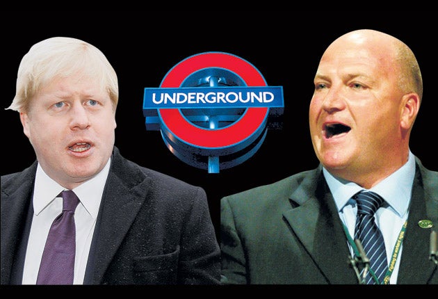 The general secretaries of the Rail, Maritime and Transport union (RMT) and the Transport Salaried Staffs Association (TSSA), Bob Crow and Manuel Cortes, today went to City Hall in an attempt to confront Boris Johnson.