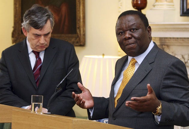 Morgan Tsvangirai with former British Prime Minister Gordon Brown
