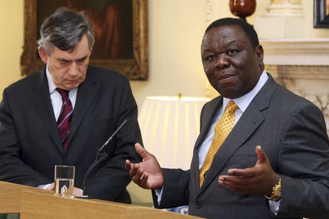 Morgan Tsvangirai with former British Prime Minister Gordon Brown 