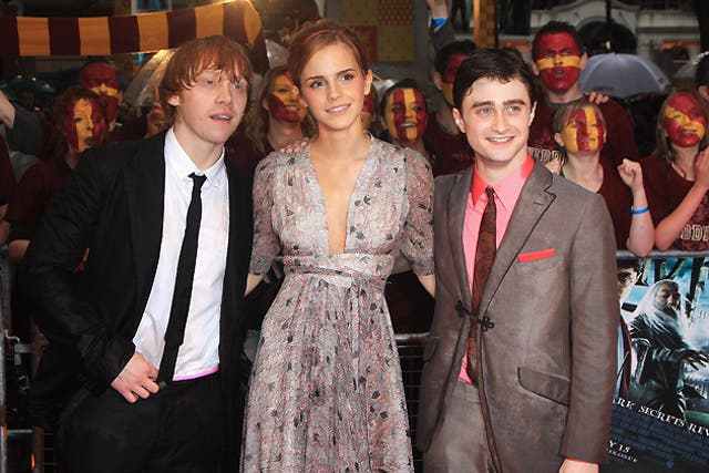 Rupert Grint, Emma Watson and Daniel Radcliffe at the premier of the final Harry Potter film last week