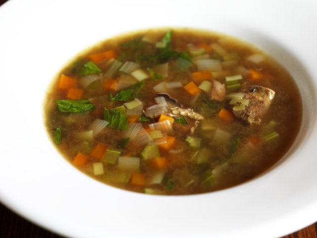 Grouse broth is a tasty way to use up the leftovers