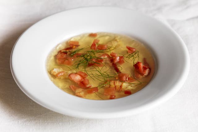 Break the jelly up a little then spoon into serving bowls and scatter on the crayfish and fennel