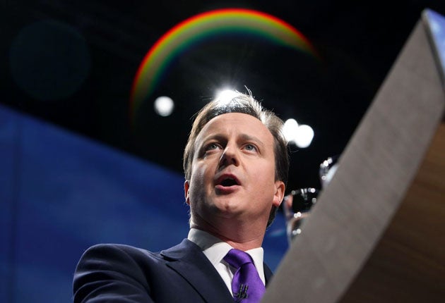 David Cameron addresses the Conservative Party Conference last week