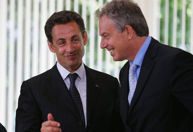 French President Nicolas Sarkozy seems to have changed his mind about Tony Blair as president of Europe