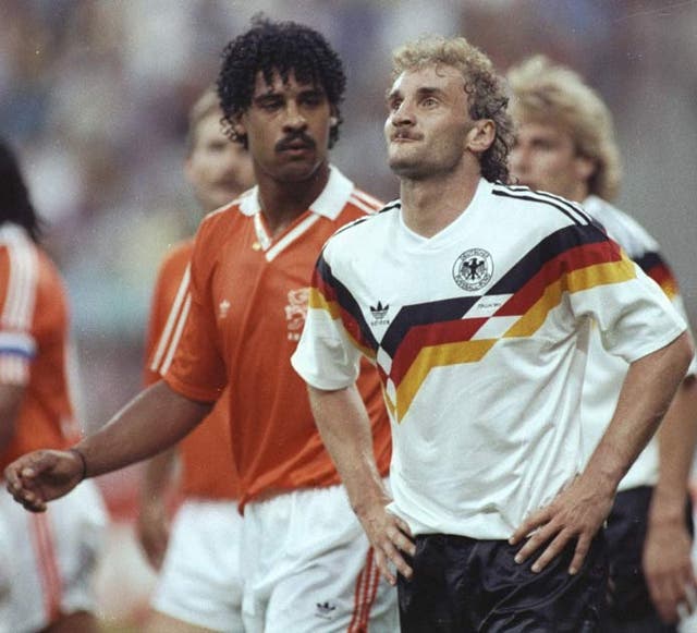 <b>Frank Rijkaard</b><br/>
Frank Rijkaard spat into Rudi Voller's mullet not once but twice as hostilities between Holland and Germany boiled over at the 1990 World Cup.