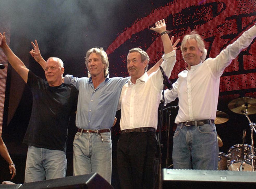 Famous cigar-smoking combo, including frontman and tambourinist Pink (fifth from right)