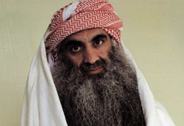 <p>Khalid Sheikh Mohammed in a photo, reportedly taken by the International Red Cross, which purports to show him at Guantanamo Bay</p>