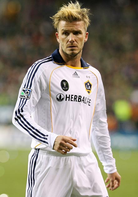 Beckham was pictured using an inhaler during the MLS final