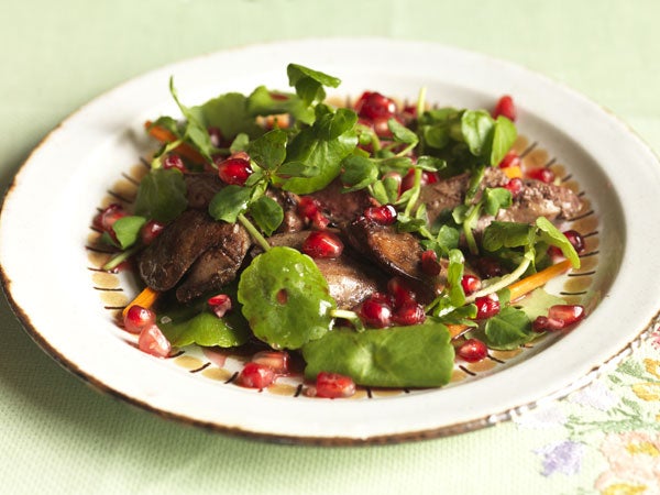 The pomegranates give the salad a beautiful colour, crunchy texture and an interesting zingy flavour