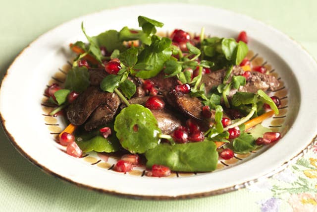 The pomegranates give the salad a beautiful colour, crunchy texture and an interesting zingy flavour