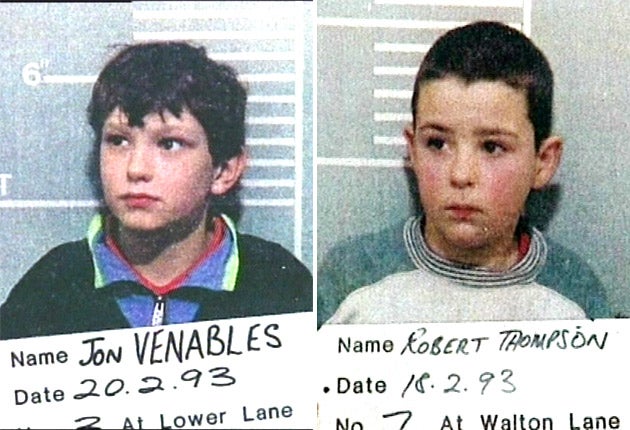 James Bulger’s killers Jon Venables and
Robert Thompson, then aged 10