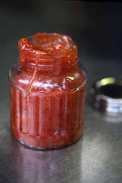 This jam is delicious in a Bakewell tart or with toasted sourdough and salty butter