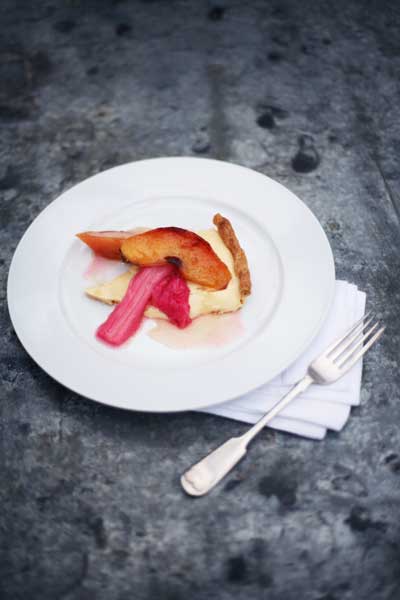 Skye serves up her tart with poached rhubarb and quince