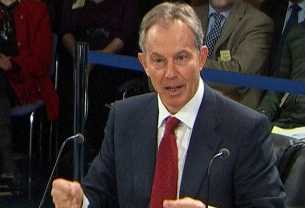 Former prime minister Tony Blair speaks at the Chilcot inquiry last Friday