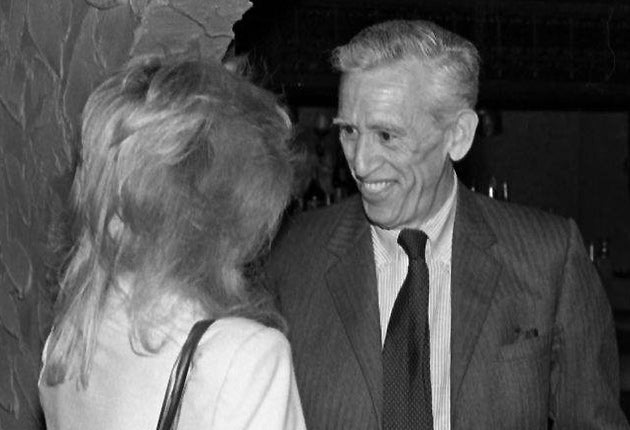 J D Salinger greeting the actress Elaine Joyce in 1982