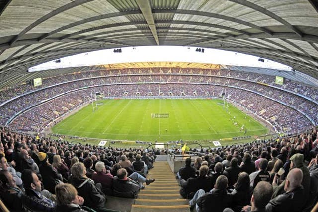 An expansive view of how the imperious Twickenham stadium looks today