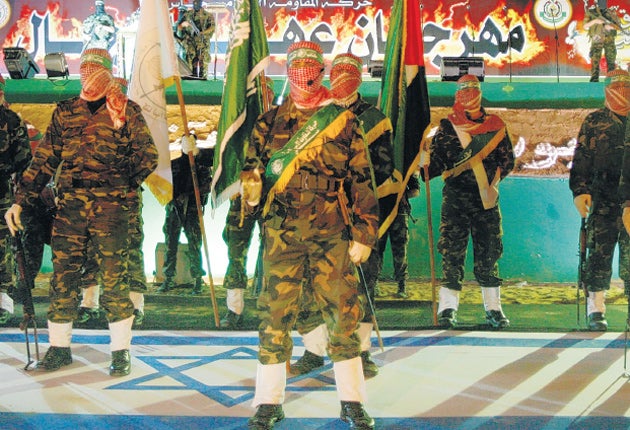 Some of the T-shirts supported the armed wing of Hamas (pictured)