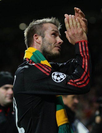 Beckham wore the scarf at the final whistle