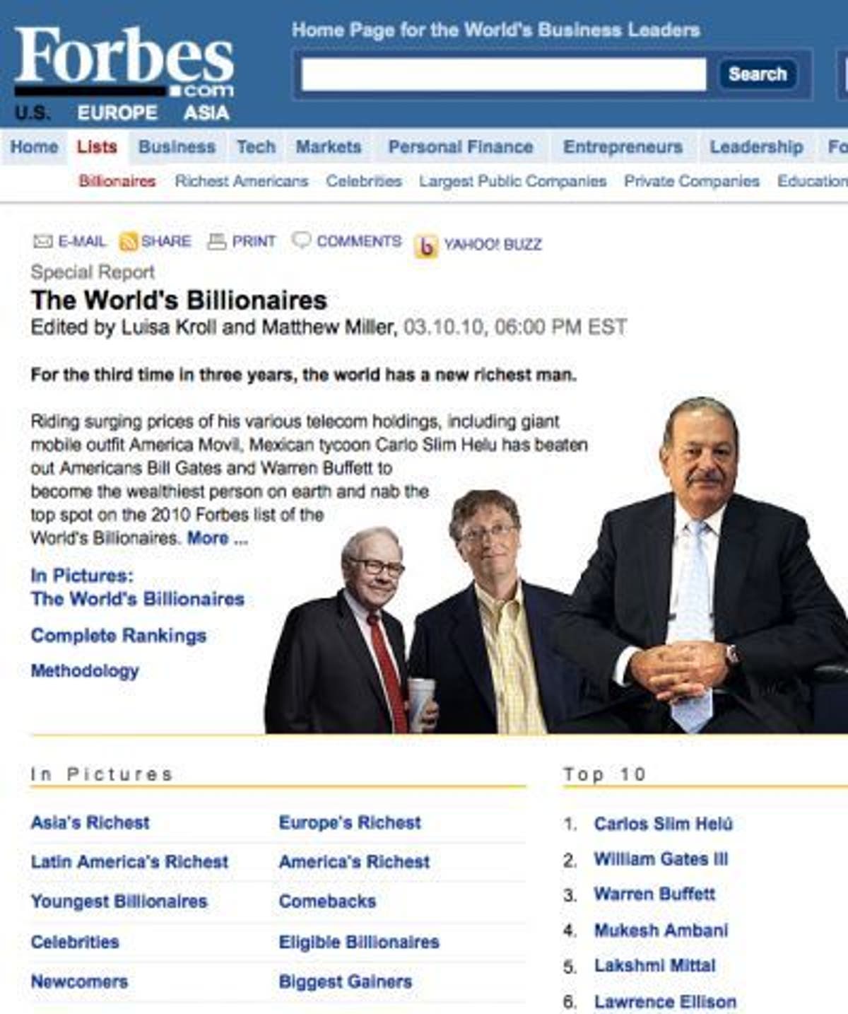 World&rsquo;s 20 richest people: Forbes | The Independent | The Independent