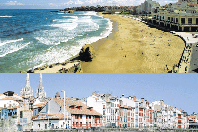Worlds apart: Biarritz (top) and Bayonne (bottom)