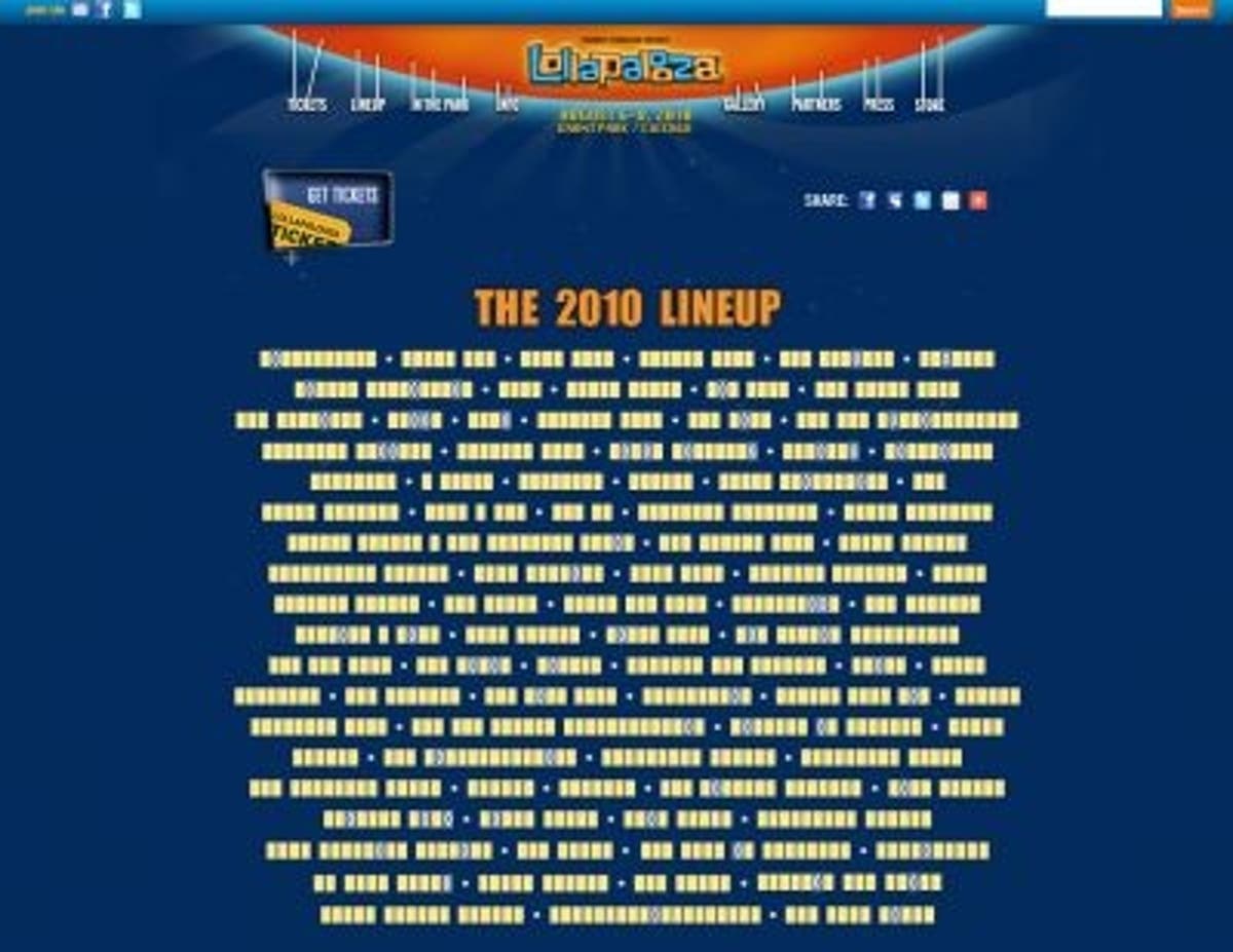 Lollapalooza lineup hidden in Hangman style puzzle The Independent