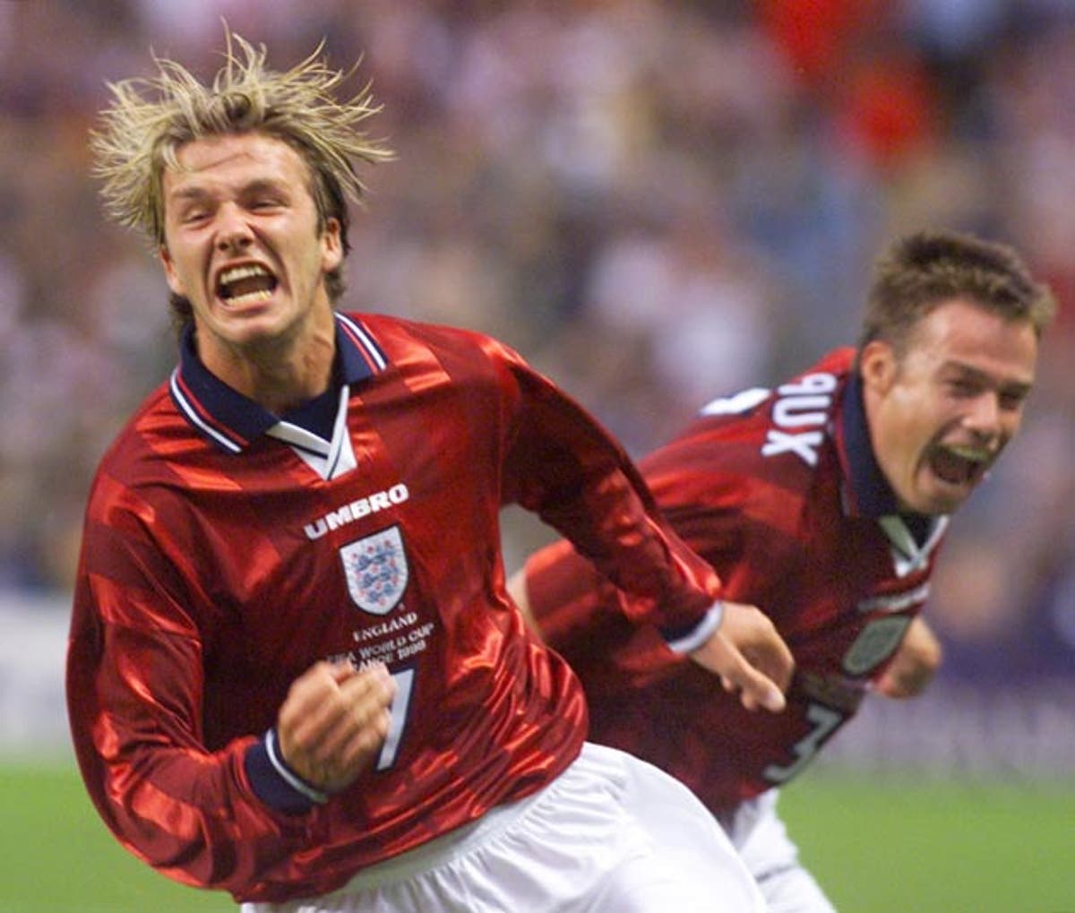 World Cup 2014 countdown David Beckham scores his first England goal