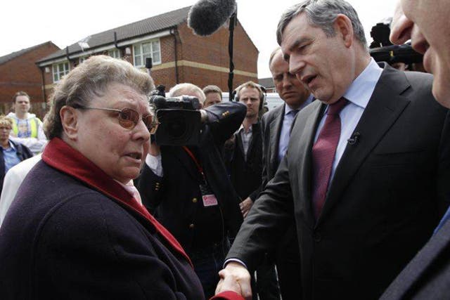 Gordon Brown meets Gillian Duffy in 2010